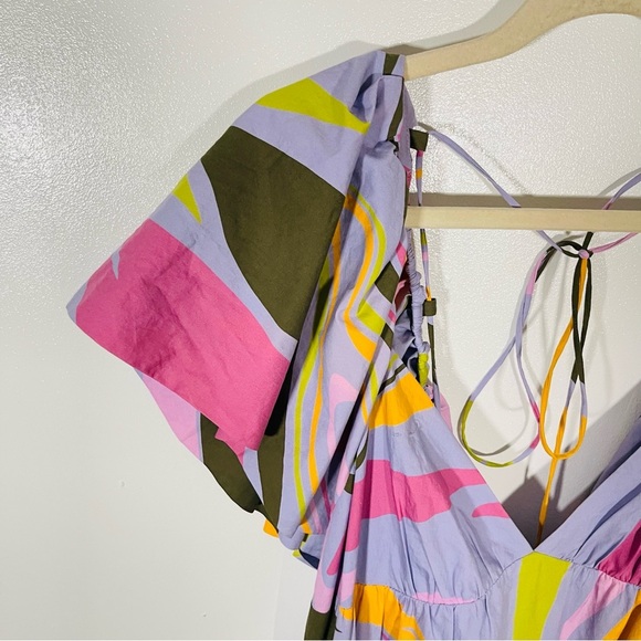 NWT La Ligne Stella Lavender Floral Midi Dress Wedding Pastel Bohemian Size XL - Picture 7 of 8